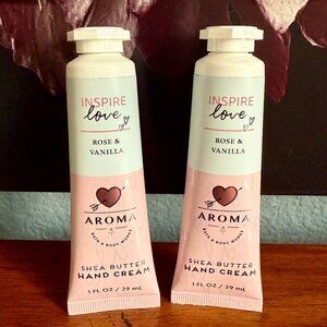 NEW 2-Pc INSPIRE LOVE ROSE & VANILLA Shea Butter Hand Cream by BBW